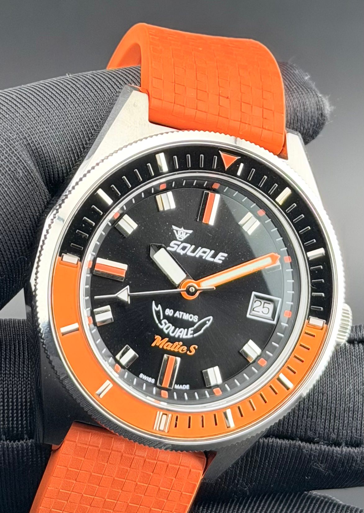 Squale Matic S Orange Mosaic Rubber