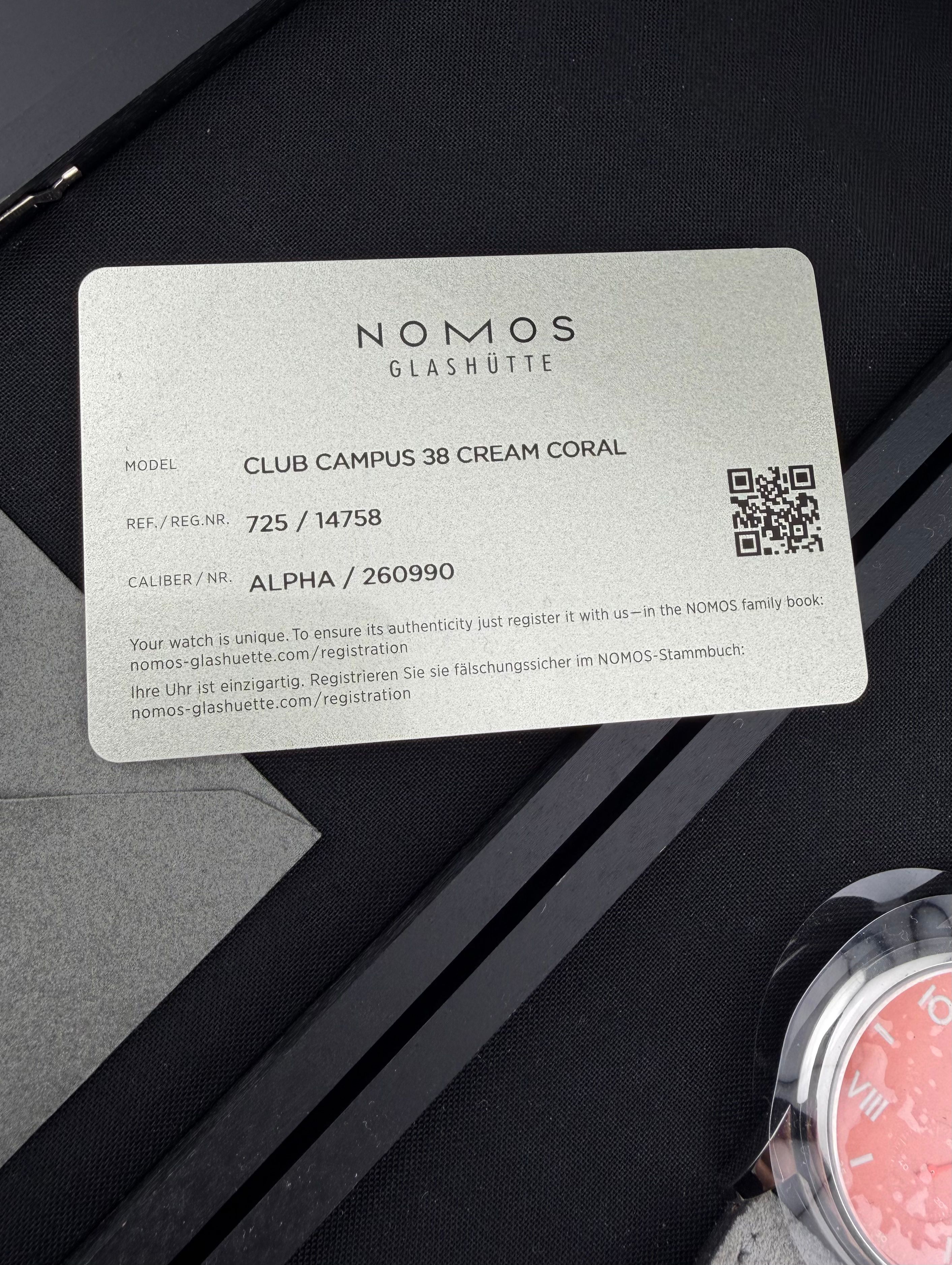 Nomos Club Campus 38 Cream Coral — foto